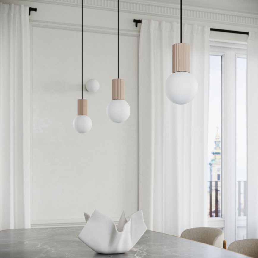 Lámpara colgante HALO 1xG9/8W/230V diá. 12 cm beige