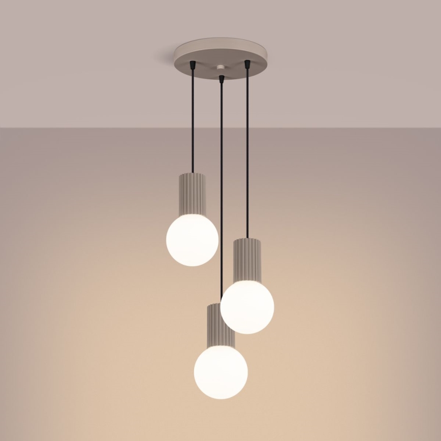 Lámpara colgante HALO 3xG9/8W/230V diá. 25 cm beige