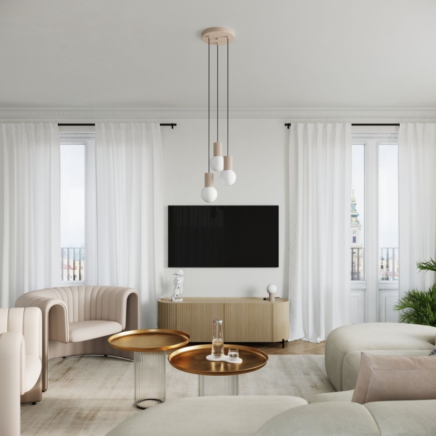 Lámpara colgante HALO 3xG9/8W/230V diá. 25 cm beige