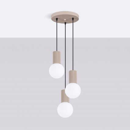 Lámpara colgante HALO 3xG9/8W/230V diá. 25 cm beige