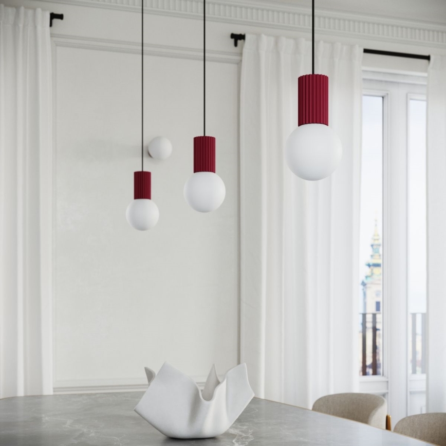 Lámpara colgante HALO 1xG9/8W/230V diá. 12 cm rojo
