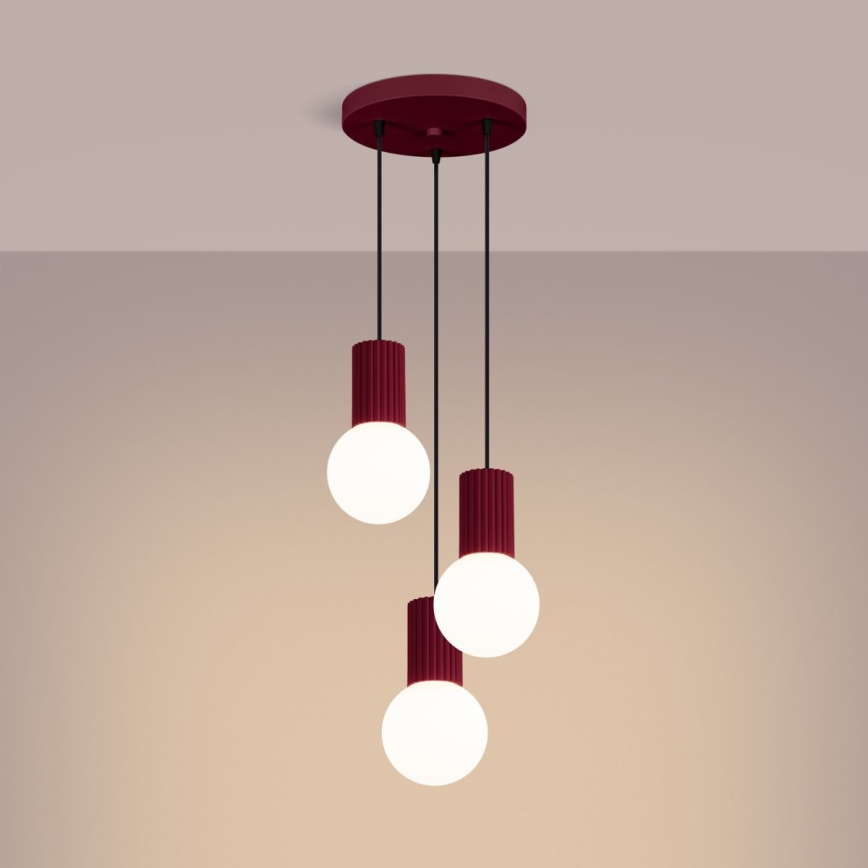 Lámpara colgante HALO 3xG9/8W/230V diá. 25 cm rojo