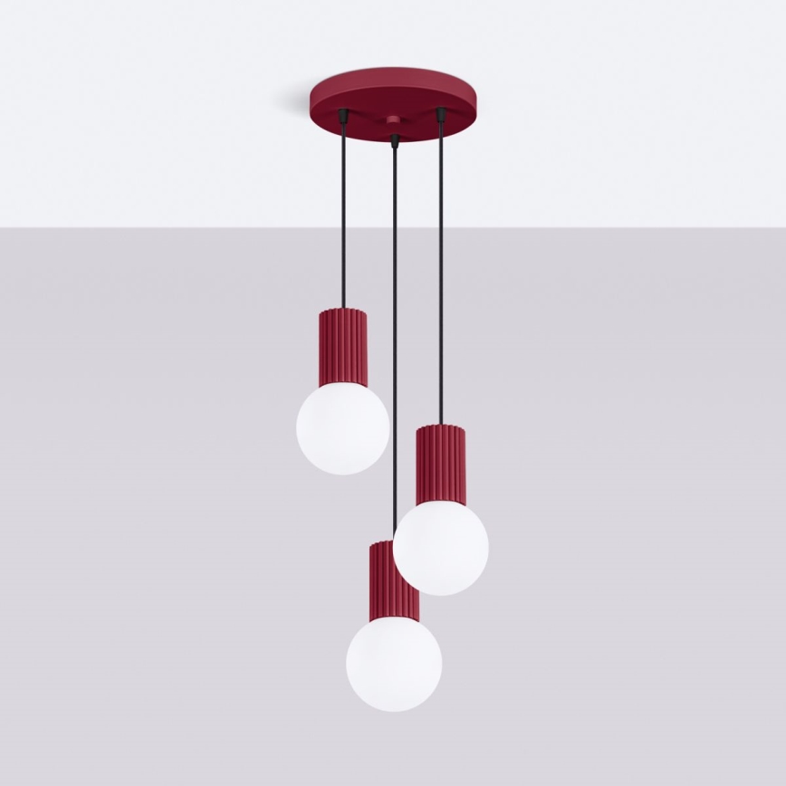 Lámpara colgante HALO 3xG9/8W/230V diá. 25 cm rojo