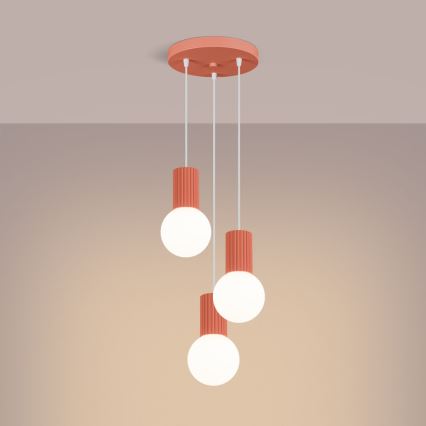 Lámpara colgante HALO 3xG9/8W/230V diá. 25 cm rosa