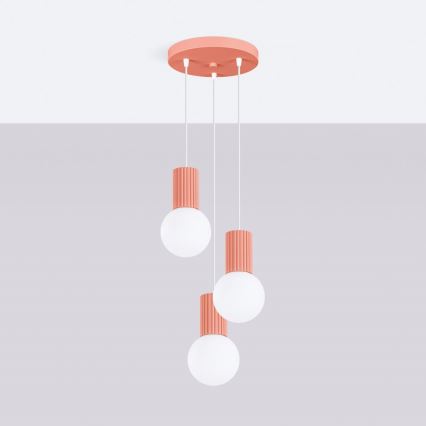 Lámpara colgante HALO 3xG9/8W/230V diá. 25 cm rosa