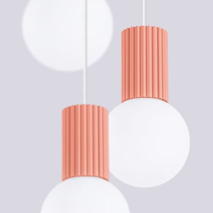 Lámpara colgante HALO 3xG9/8W/230V diá. 25 cm rosa