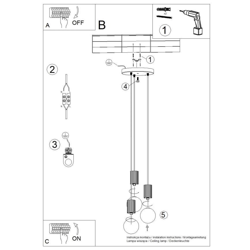 Lámpara colgante HALO 3xG9/8W/230V diá. 25 cm rosa