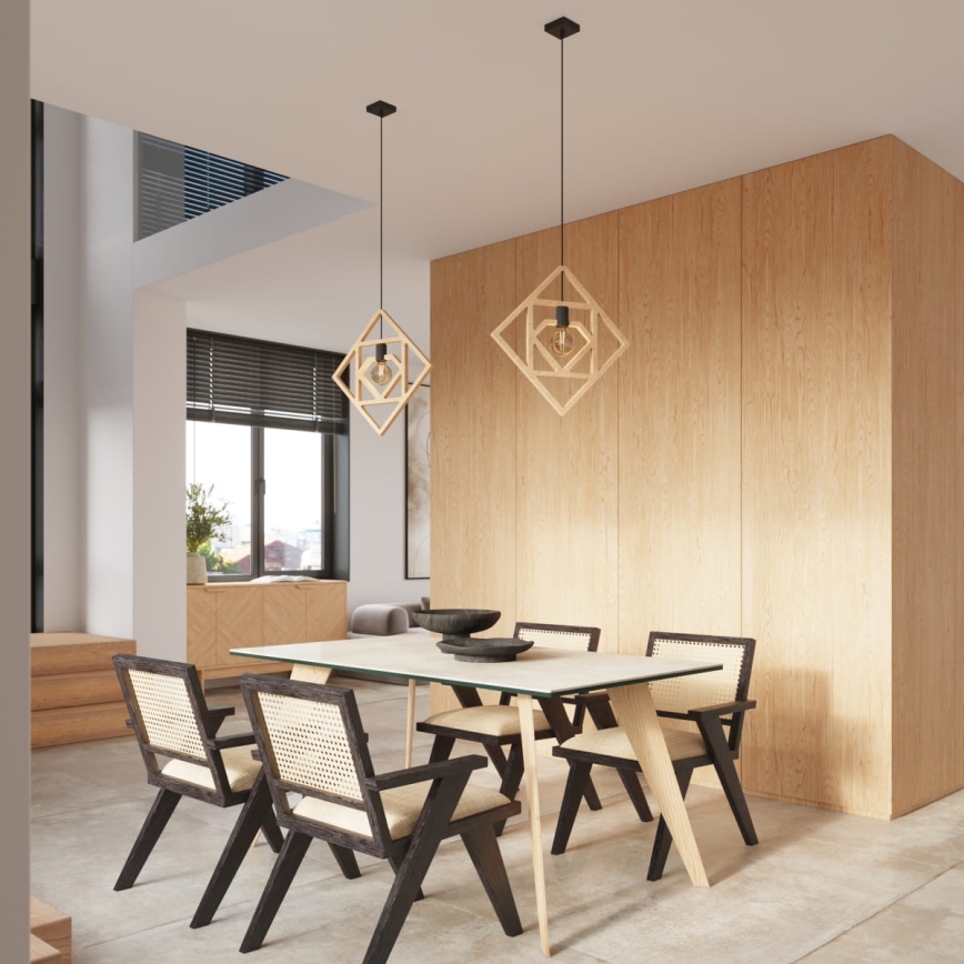 Lámpara colgante CARO 1xE27/15W/230V haya