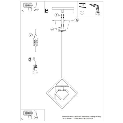 Lámpara colgante CARO 1xE27/15W/230V haya