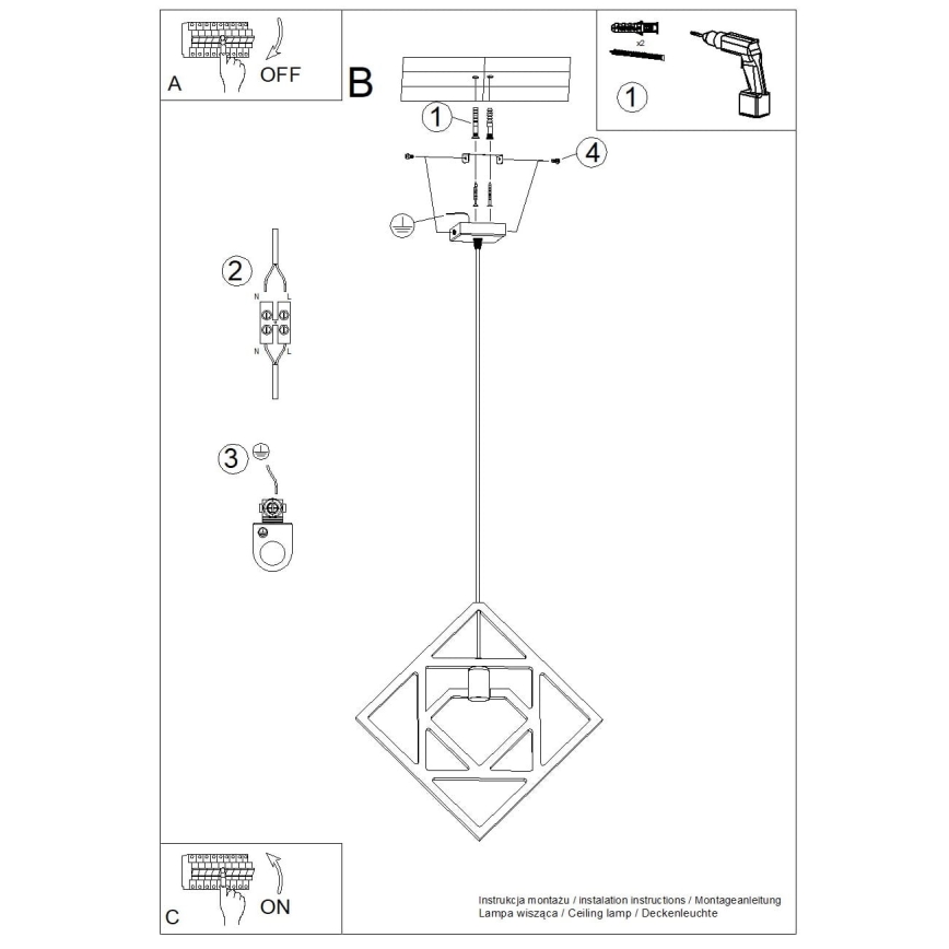 Lámpara colgante CARO 1xE27/15W/230V haya