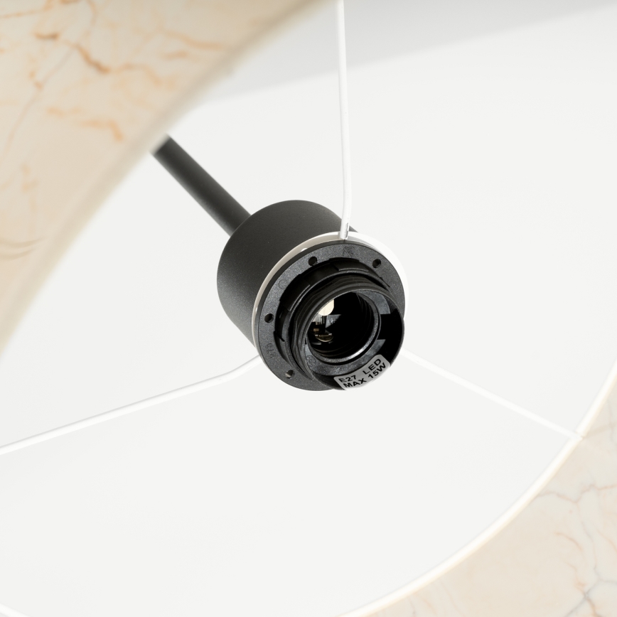 Lámpara colgante con cable NEVIA 1xE27/15W/230V Ø 40 cm beige/efecto mármol