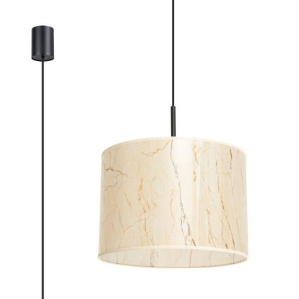 Lámpara colgante con cable NEVIA 1xE27/15W/230V Ø 40 cm beige/efecto mármol