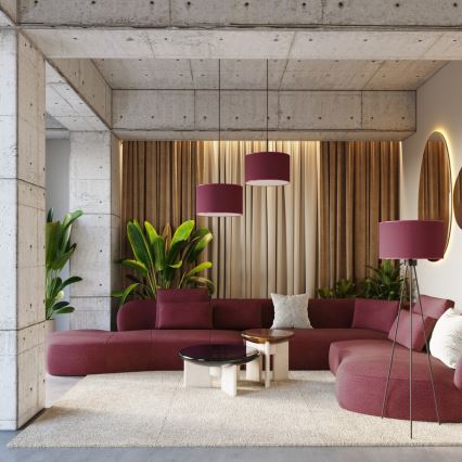 Lámpara colgante con cable NEVIA 1xE27/15W/230V Ø 40 cm roja