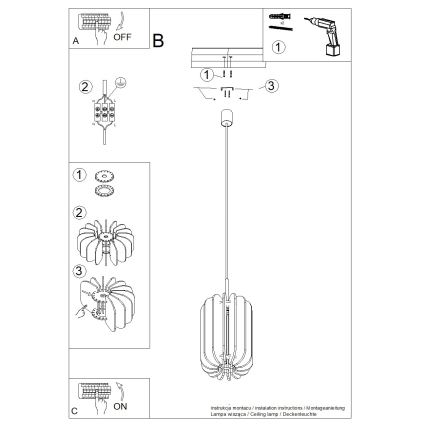 Lámpara colgante con cable MULA 1xE27/15W/230V Ø 27 cm color crema