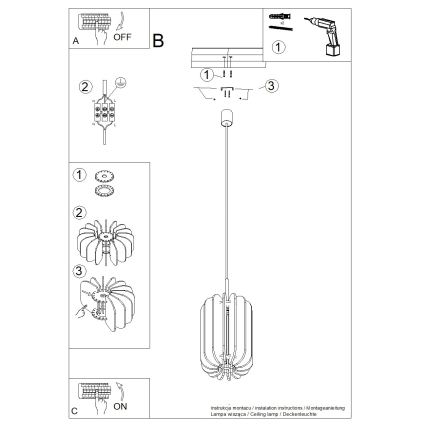 Lámpara colgante con cable MULA 1xE27/15W/230V, Ø 27 cm, color amarillo