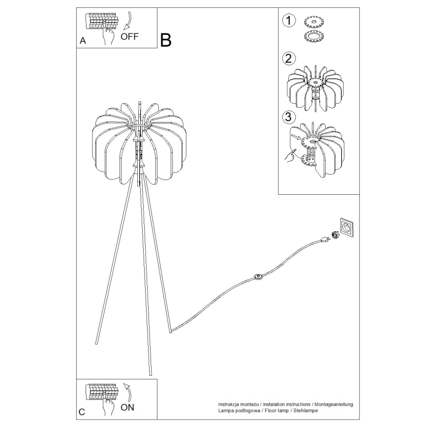 Lámpara de pie MULA 1xE27/15W/230V color crema