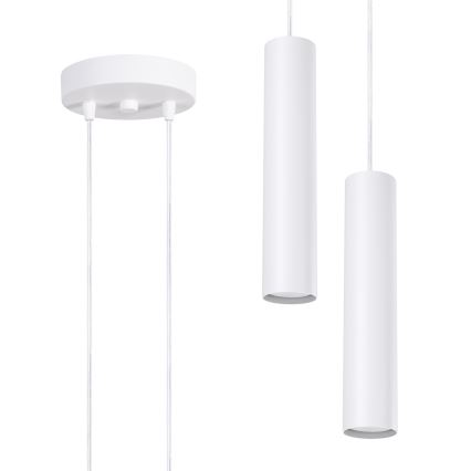 Lámpara colgante con cable LAGOS 2xGU10/10W/230V blanca