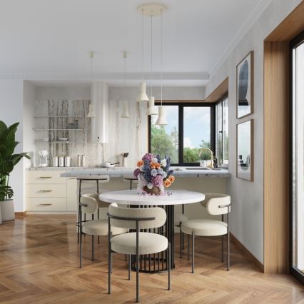 Lámpara colgante con cable ESTRIA 3x E14/10W/230V Ø 30 cm color crema