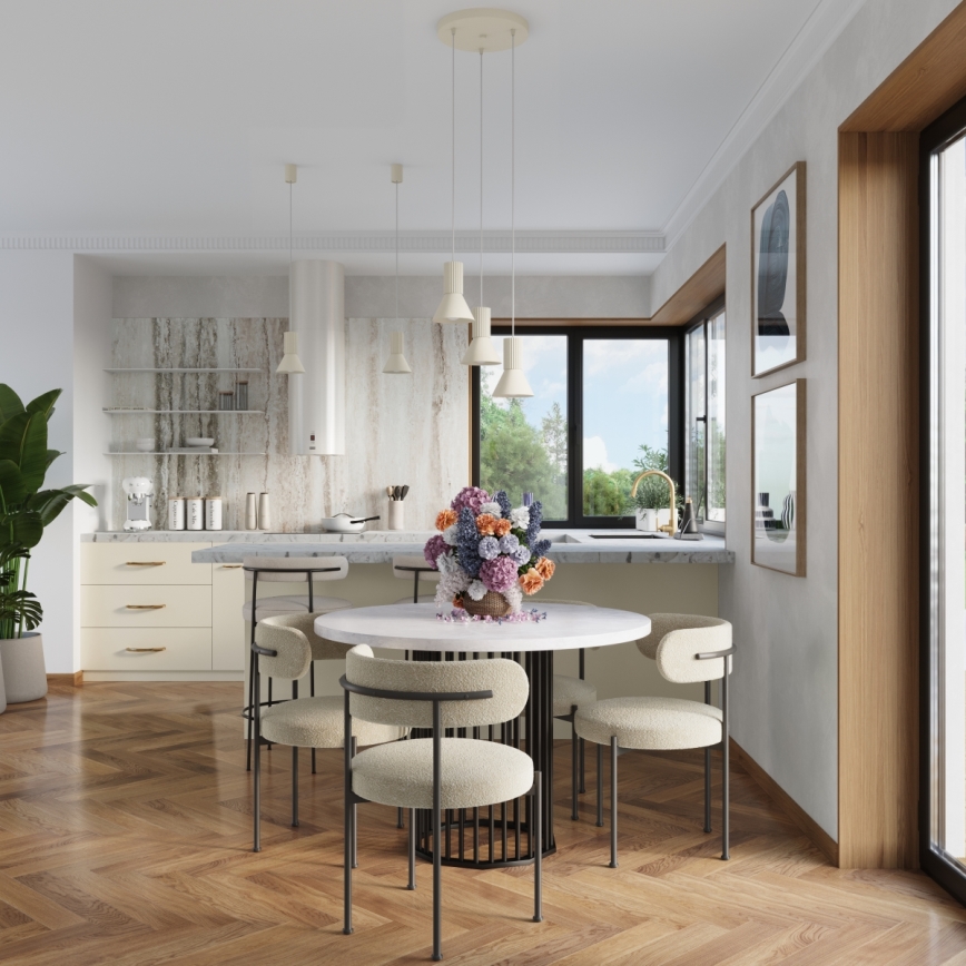 Lámpara colgante con cable ESTRIA 3x E14/10W/230V Ø 30 cm color crema