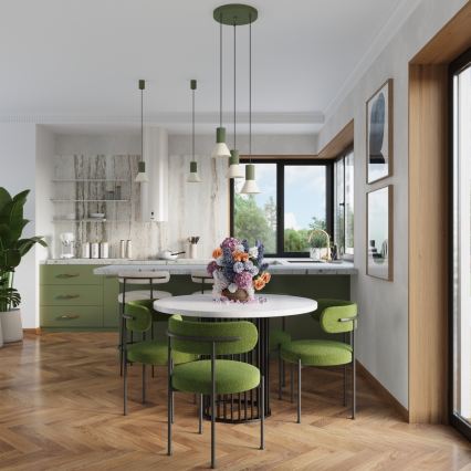 Lámpara colgante con cable ESTRIA 1xE14/10W/230V, Ø 14 cm, verde