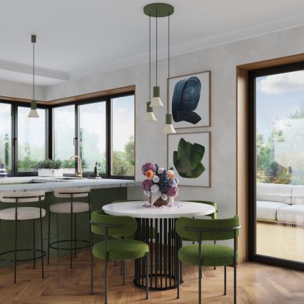 Lámpara colgante con cable ESTRIA 1xE14/10W/230V, Ø 14 cm, verde