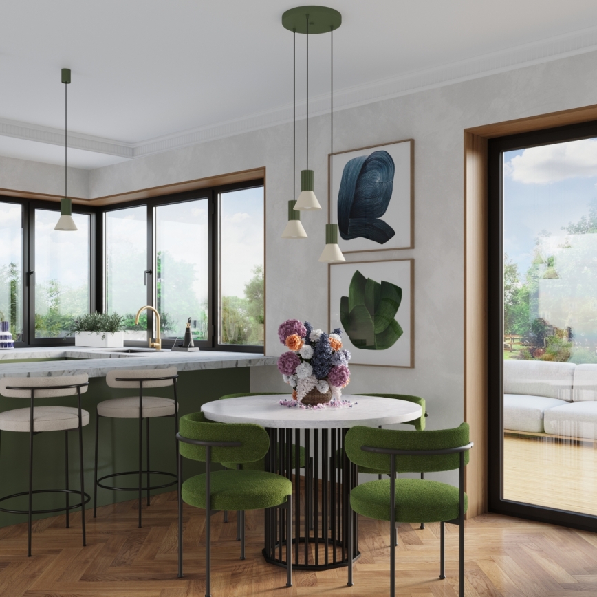 Lámpara colgante con cable ESTRIA 1xE14/10W/230V, Ø 14 cm, verde