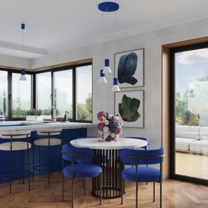 Lámpara colgante con cable ESTRIA 1xE14/10W/230V Ø 14 cm azul