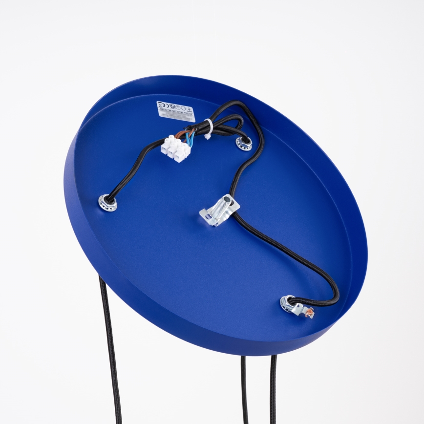 Lámpara colgante con cable ESTRIA 3xE14/10W/230V, diámetro 30 cm, azul