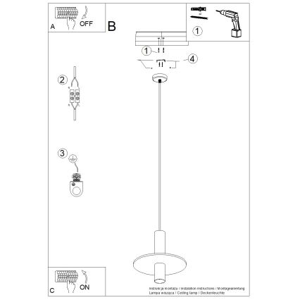 Lámpara colgante en cable PELTA 1xGU10/10W/230V negra/crema