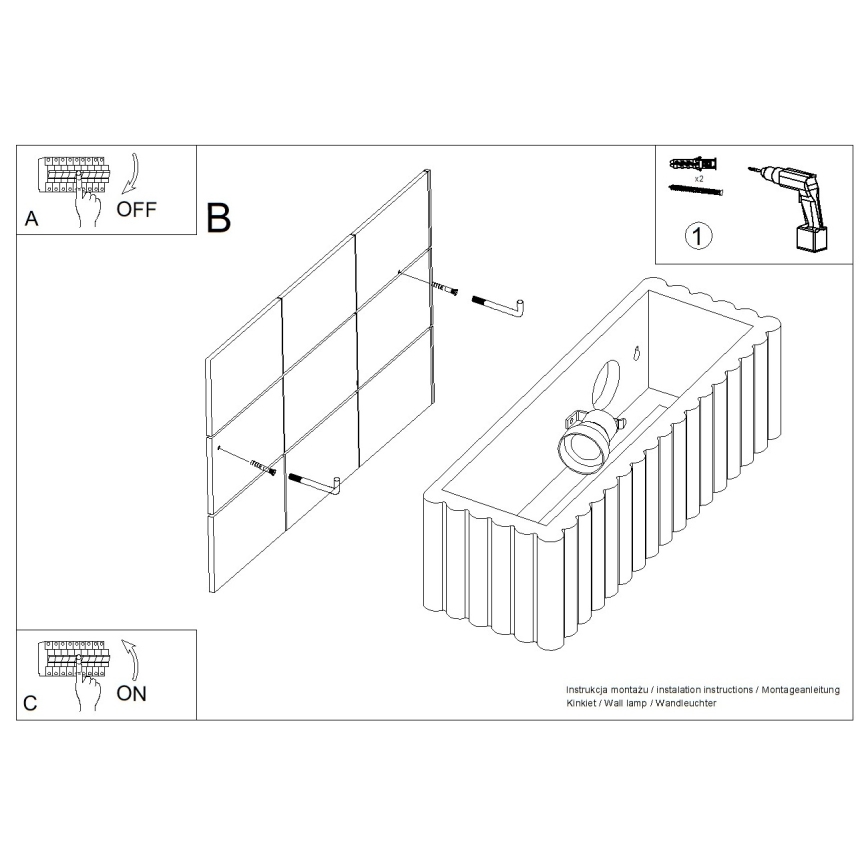 Aplique de pared RIGATA 1xE27/15W/230V cerámica/crema