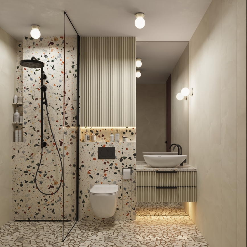 Lámpara de techo para baño ZORI 1xG9/8W/230V Ø 12 cm IP44 beige