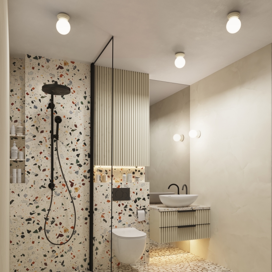 Lámpara de techo para baño ZORI 1xG9/8W/230V Ø 12 cm IP44 beige