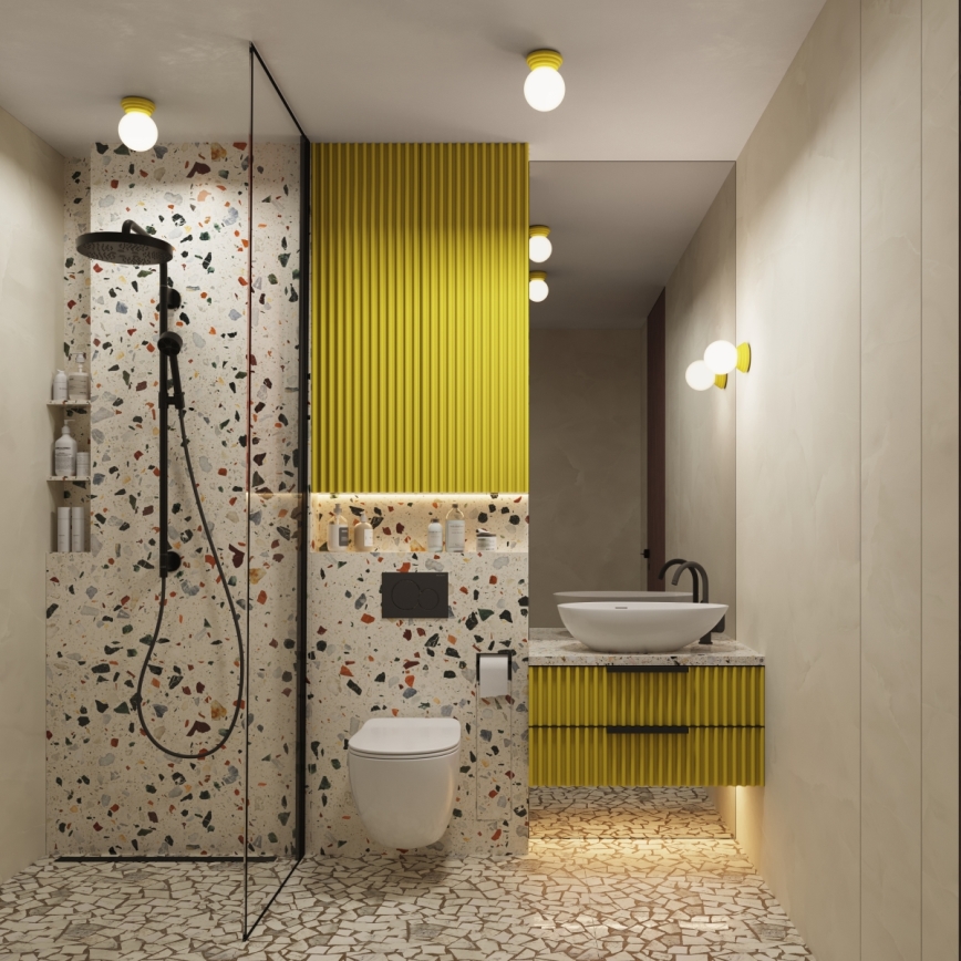 Lámpara de techo para baño ZORI 1xG9/8W/230V Ø 12 cm IP44 amarilla