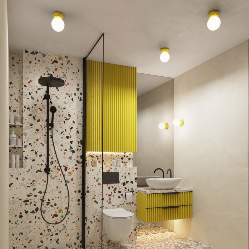 Lámpara de techo para baño ZORI 1xG9/8W/230V Ø 12 cm IP44 amarilla