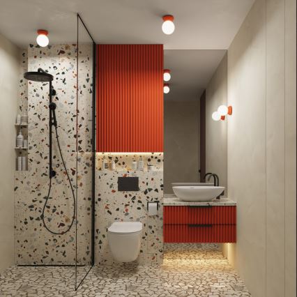 Lámpara de techo para baño ZORI 1xG9/8W/230V Ø 12 cm IP44 rosa