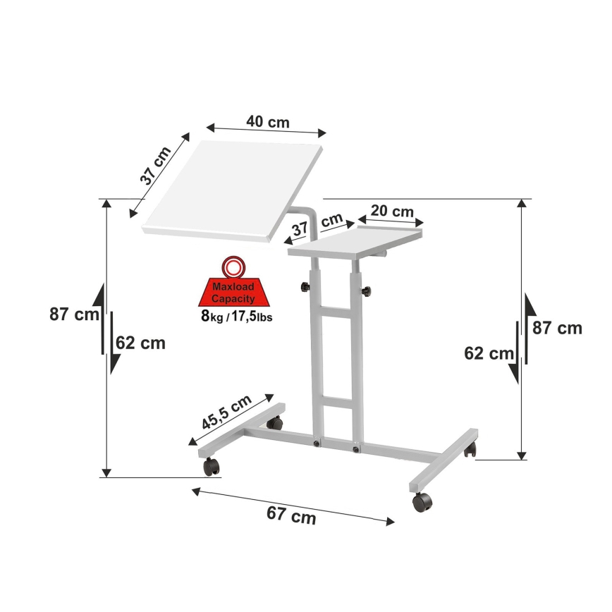 Soporte ajustable GLEN 87x67 cm blanco