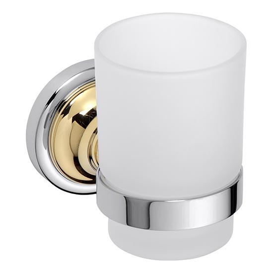 Soporte para cepillos de dientes 7x9,5 cm plateado/dorado