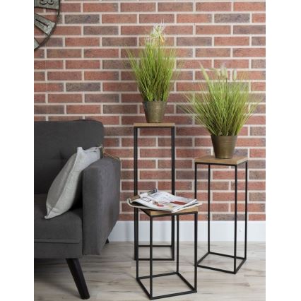 Soporte para flores BASICLOFT 80x24 negro/marrón