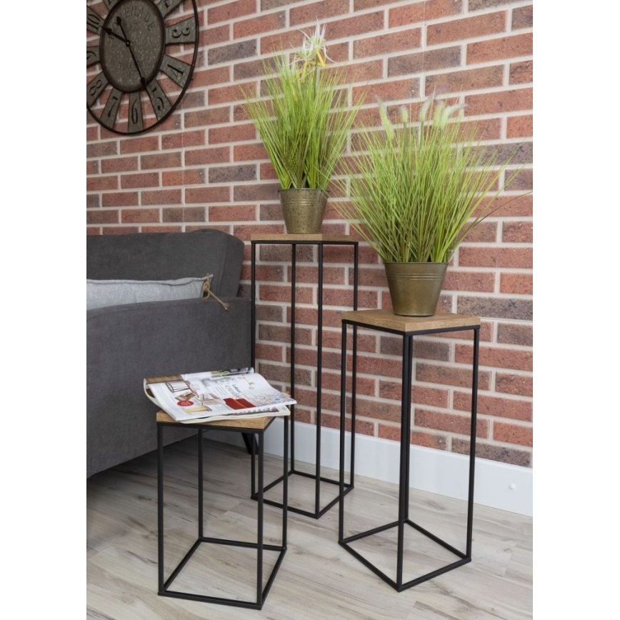 Soporte para flores BASICLOFT 80x24 negro/marrón
