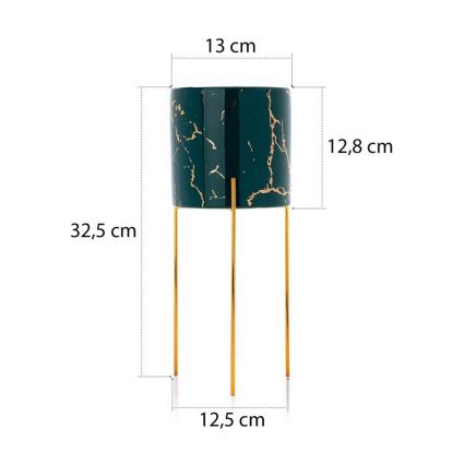 Soporte para flores NILA 32,5x13 cm verde/dorado