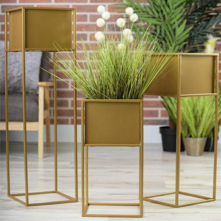 Soporte para plantas 90x24 cm dorado
