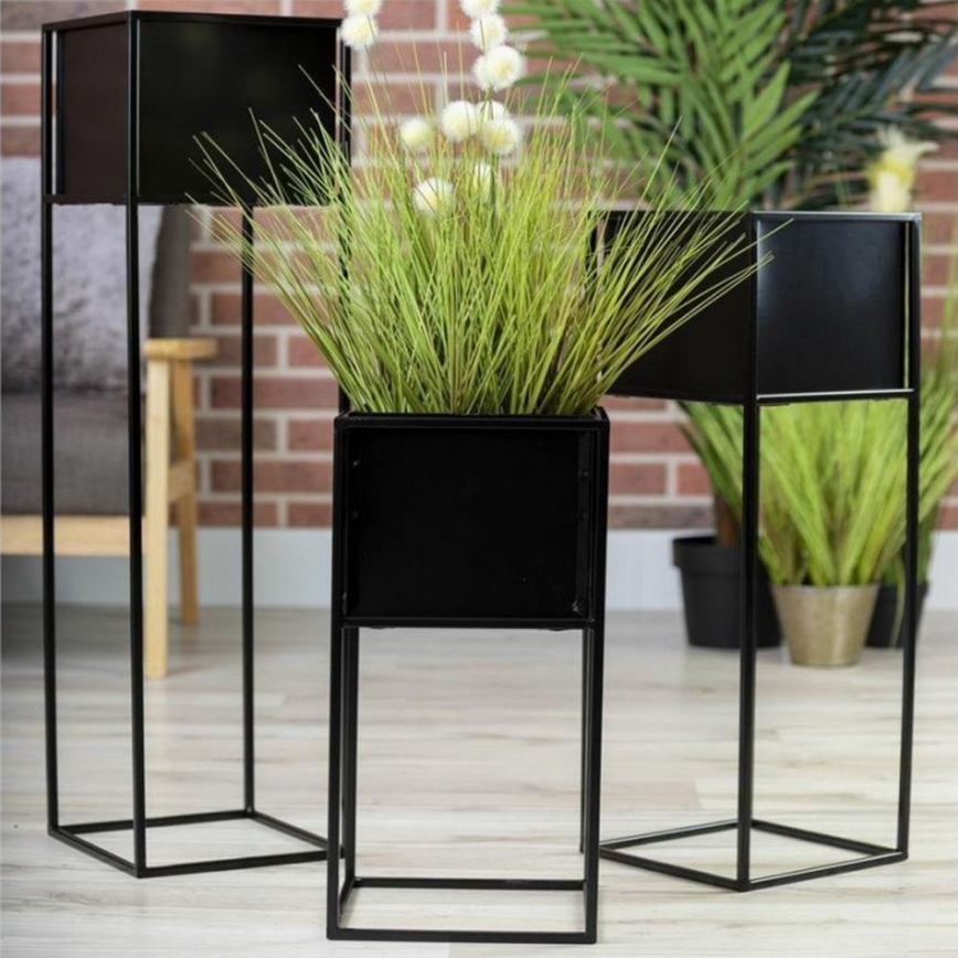 Soporte para plantas 90x24 cm negro