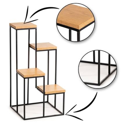 Soporte para plantas KASKADA 70x34 negro/marrón