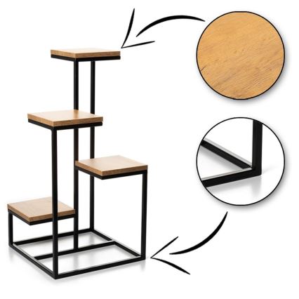 Soporte para plantas KASKADA 79x40 negro/marrón