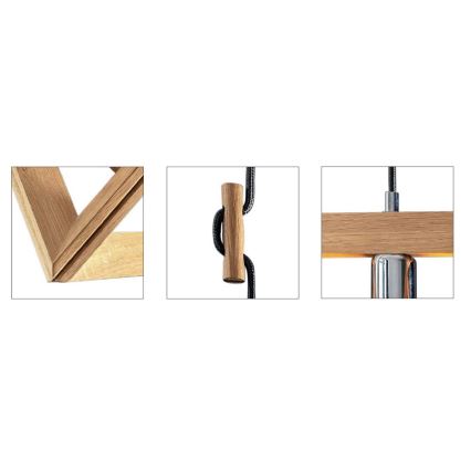 Lámpara colgante con cable TRIGONON 1xE27/60W/230V roble mate