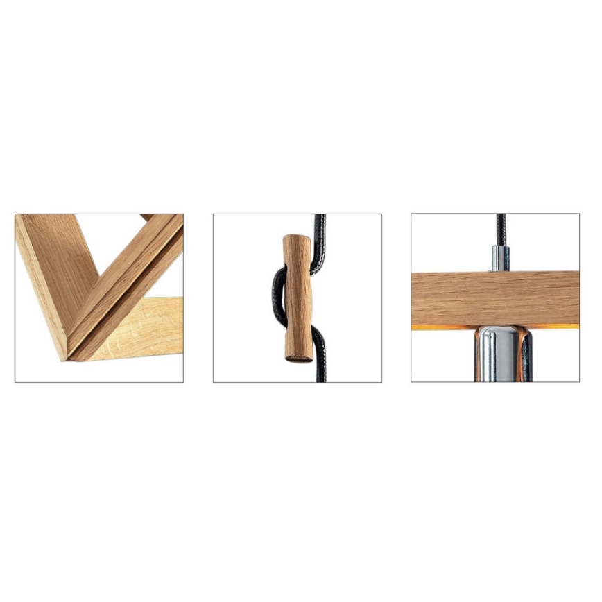 Lámpara colgante con cable TRIGONON 1xE27/60W/230V roble mate