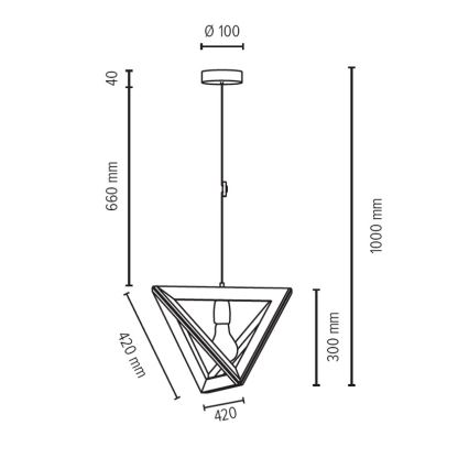 Lámpara colgante TRIGONON 1xE27/60W/230V haya