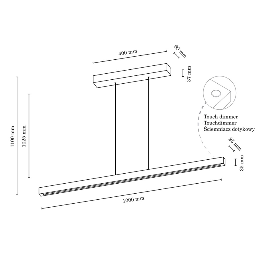 Lámpara colgante LED regulable en cable SMAL LED/15W/230V roble