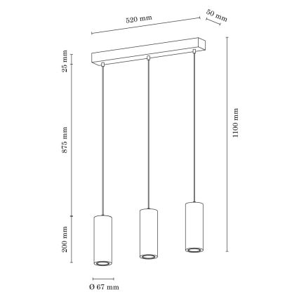 Lámpara LED colgante PIPE 3xGU10/5W/230V roble mate