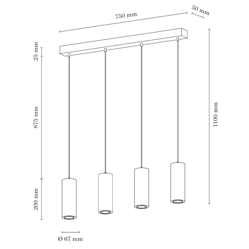 Lámpara LED colgante PIPE 4xGU10/5W/230V roble mate